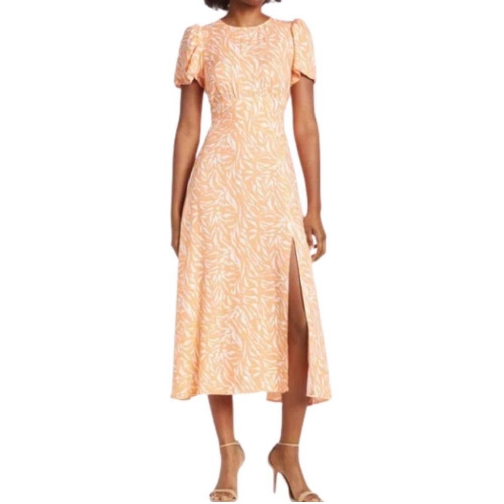 AFRM Jamie Orange and White Zebra Midi Dress